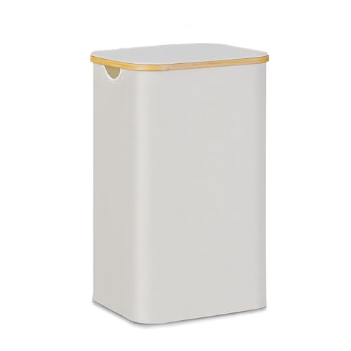 100L Laundry Hamper with Lid, Lagre Basket with Bamboo Handles,Foldable Clothes Hamper Tall Dirty Laundry Basket for Clothes Toys Towels Organizing,Beige - color: Beige, size: 100L with lid