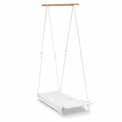 JEFEE Narrow Clothes Rack - Simple Garment Rack Mini Clothing Rack with Shelf 1-Tier Coat Clothing Organizer Storage for Small Space, Entryway, Bedroom, White - color: White