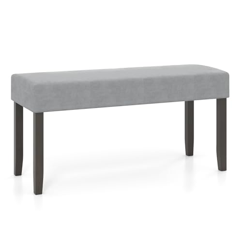 Giantex 40.5" Upholstered Entryway Bench with Padded Seat & Solid Rubber Wood Legs, Load 400Lbs, Indoor Velvet Dining Bench for Living Room, Kitchen, End of Bed, Hallway