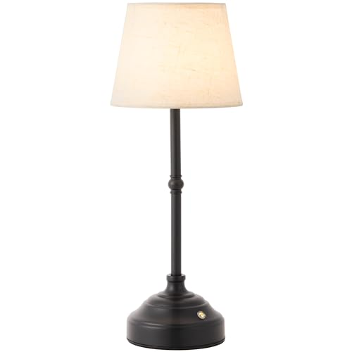 Cordless Table Lamp, Rechargeable Desk Lamp with Fabric Shade, Battery Operated Lamp 3 Color Stepless Dimming, Portable Small Touch Bedside Lamp Home Decor for Dining, Counter (Matte Black) - color: Black, size: 1 Pack