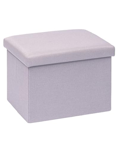 PINPLUS Flat Top Folding Linen Storage Ottoman 16.5", 36L Collapsible Storage Cube with Lid, 250 lbs Load Capacity, Fabric Foot Rest Seat for Living Room, Bedroom, Closet,Light Purple - color: Light Purple