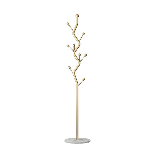 Gold Tree Meta Coat Rack with Marble Base Freestanding Hall Tree | Multi-Hook Entryway Organizer for Hallway, Bedroom, Living Room (Gold) - color: Gold