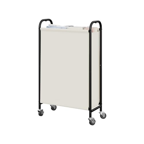 GRANNY SAYS Laundry Hamper, Slim Basket with Wheels and Handles, Beige, 80L | Heavy Duty Metal Frame, Silent Rolling Cart for Clothes in Bedroom, Bathroom, Dorm - color: Beige, size: 80L