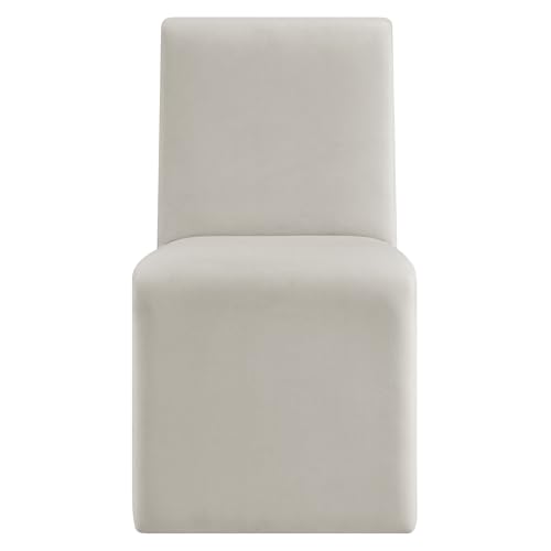 Modway Emory Upholstered Dining Side Chair in Alabaster - Single Armless Slipper Chair - Padded Performance Velvet Accent for Dining Room, Kitchen - color: Alabaster