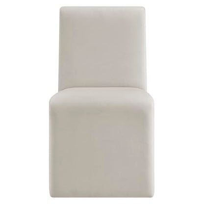 Modway Emory Upholstered Dining Side Chair in Alabaster - Single Armless Slipper Chair - Padded Performance Velvet Accent for Dining Room, Kitchen - color: Alabaster