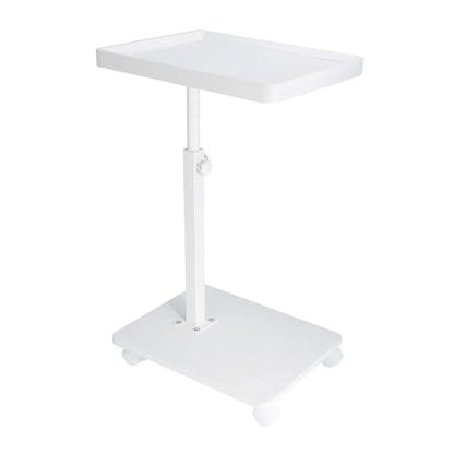 YYW Adjustable C-Shaped End Table with Removable Wheels & Convertible Base - 360° Swivel Height-Adjustable (17.7"-31.5") Sofa/Bedside Table, Minimalist Solid Colors for Modern Spaces (White) | Removable Wheels, 360° Swivel, Convertible Base, Minimalist So