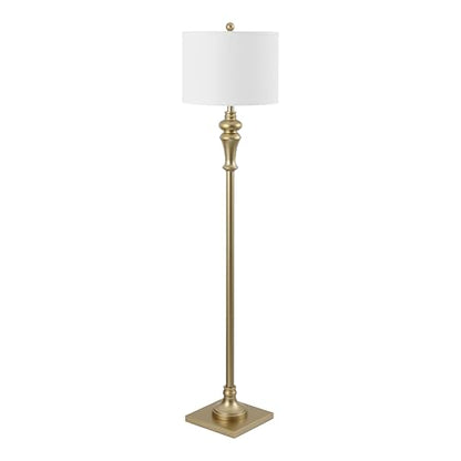 SAFAVIEH Lighting - Norla 61-Inch Standing Floor Lamp - Gold - Fabric Drum Shade - Traditional Slim-Pole Design - Ideal for Living Room, Bedroom, Home Office - LED Bulb Included (FLL4082C) - color: Gold
