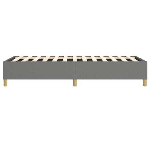 Twin XL Bed Frame with Box Spring, Upholstered Fabric Platform Base, Sturdy Plywood Slats, Dark Gray, Modern Bedroom Furniture for Dorms and Guest Rooms - size: Twin XL