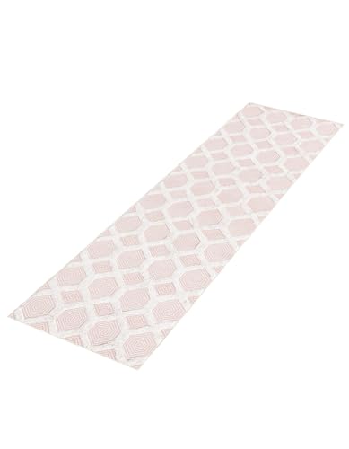 Rugs.com - Sabrina Soto Casa Rug – 12 Ft Runner Pink Textured Cotton Rug – Modern Geometric Style for Hallways and Entryways - color: Pink, size: 2'7" x 12' (Runner)