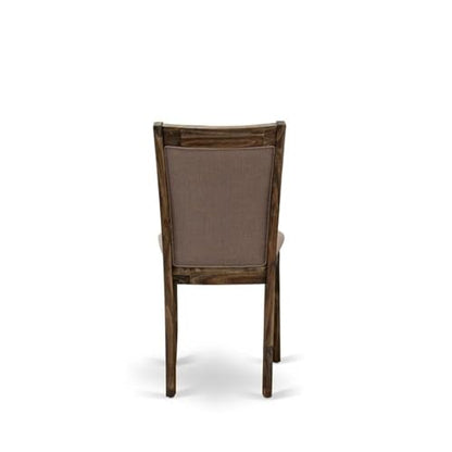 East West Furniture MZC7T48 Monza Parson Dining Chairs - Coffee Linen Fabric Padded Chairs, Set of 2, Distressed Jacobean - color: Mzc7t48