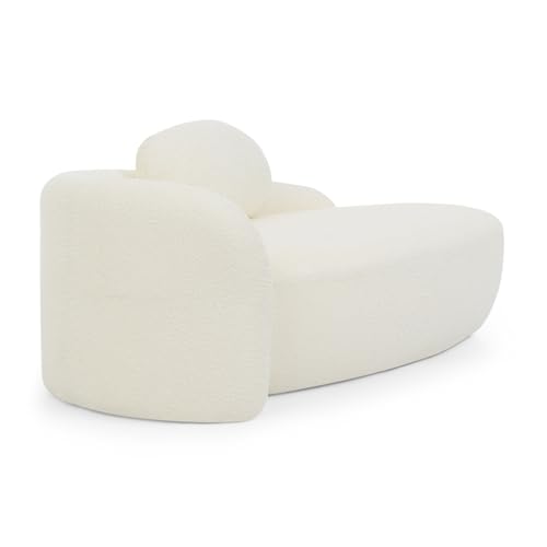 Modern Oval Chaise Lounge Chair, Boucle Upholstered Single Lazy Sofa with Integrated Backrest, Side Armrest, Matching Pillow, Space Saving Accent Lounger for Living Room Reading Nook (Beige) - color: Beige