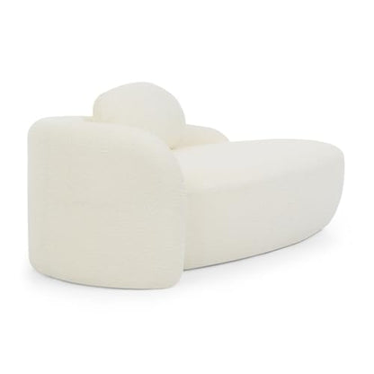 Modern Oval Chaise Lounge Chair, Boucle Upholstered Single Lazy Sofa with Integrated Backrest, Side Armrest, Matching Pillow, Space Saving Accent Lounger for Living Room Reading Nook (Beige) - color: Beige