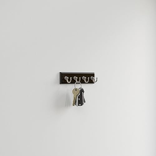 Franklin Brass Key Tidy (1-Pack) Matte Black Key Holder 7' Wall Mount Small Item Rack 4 Hooks for Wall, Hallway, Entry Small Keychain Rail Organizer B46711K-218-R - color: Matte Black & Matte Nickel, size: 7 Inch