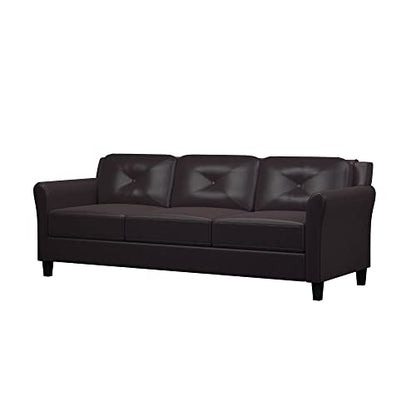 Studio Living Harrington 80.3" Sofa, Transitional Modern, Pocket Coil Comfort, Easy Assembly, Vegan Leather, Java - color: Java, size: Sofa