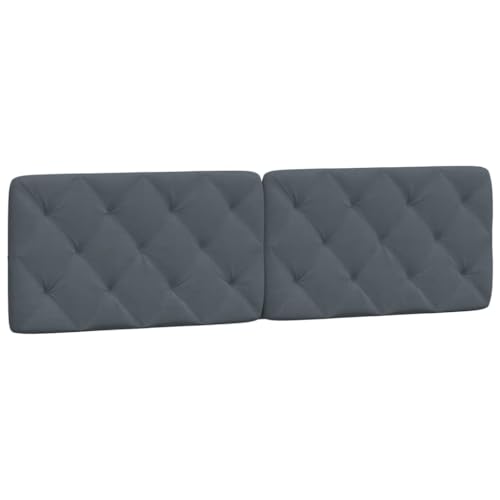 King Size Headboard Cushion, Wall Mounted Upholstered Backrest with Removable Velvet Cover, Dark Grey Fabric Cushion for Reading and Bed Support, 72.8 inch Wide - size: King