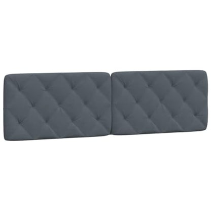 King Size Headboard Cushion, Wall Mounted Upholstered Backrest with Removable Velvet Cover, Dark Grey Fabric Cushion for Reading and Bed Support, 72.8 inch Wide - size: King