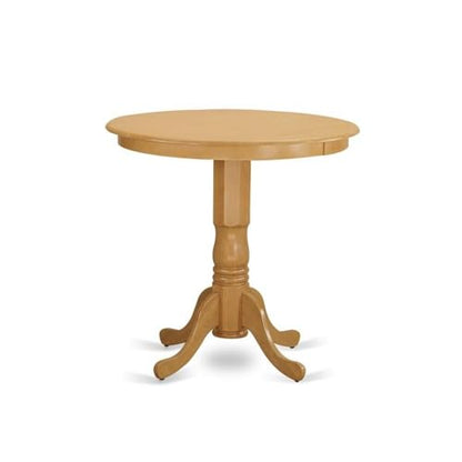 East West Furniture JAQU3-OAK-W 3 Piece Counter Height Dining Set for Small Spaces Contains a Round Wooden Table with Pedestal and 2 Kitchen Chairs, 36x36 Inch, Oak - color: Jaqu3-oak-w