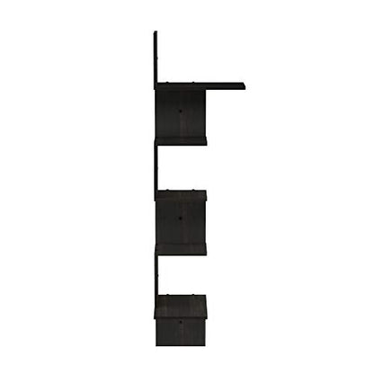 Furinno Rossi Wall Mounted Shelves, 5-Tier Rectangle, Espresso/Black - color: Espresso/Black