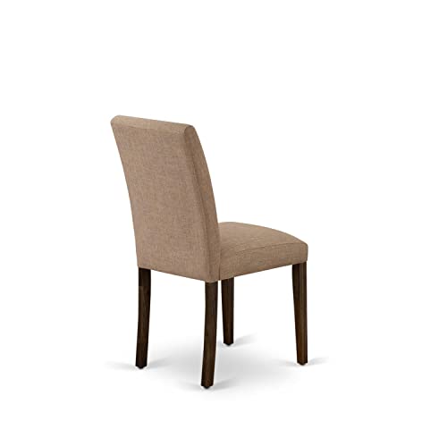 East West Furniture ABP7T47 Abbott Parson Kitchen Chairs - Light Sable Linen Fabric Padded Dining Chairs, Set of 2, Jacobean - color: Abp7t47