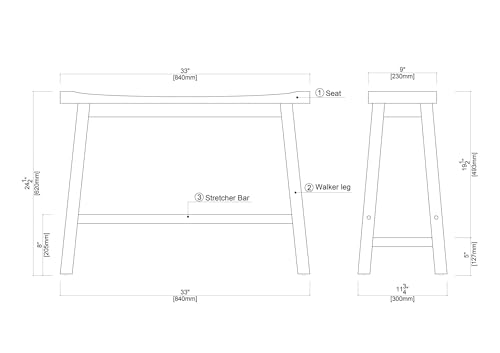 Boraam Sonoma Counter Height Backless Bench - Aspen Valley Finish - color: Aspen Valley Finish
