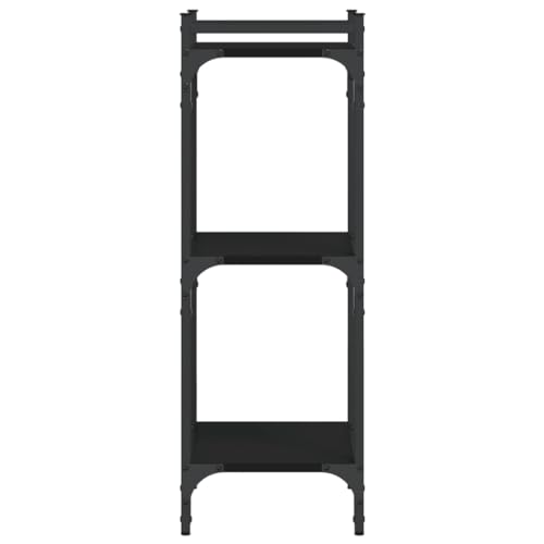 3-Tier Bookcase Industrial Bookshelf Storage Organizer for Books Display Rack with Metal Frame and Adjustable Feet, Black, 15.7 x 11.8 x 33.9 Inches - color: Black 2
