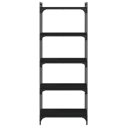 5-Tier Industrial Bookshelf, Modern Metal Frame Bookcase for Home Office, Living Room Storage Rack with Adjustable Feet, Black, 23.6x11.8x60.6 inch - color: Black 8
