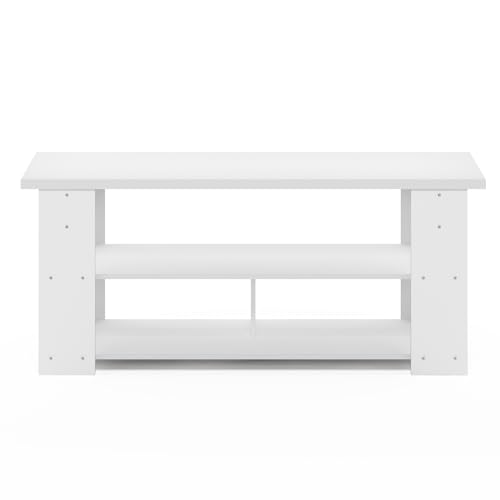 Furinno Jaya TV Stand Up to 55-Inch, White | Open Back TV Console for TV up To 55 Inch, Easy Assembly, for Living Room, Bedroom - color: White, style: 50 Inch, Panel