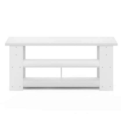Furinno Jaya TV Stand Up to 55-Inch, White | Open Back TV Console for TV up To 55 Inch, Easy Assembly, for Living Room, Bedroom - color: White, style: 50 Inch, Panel
