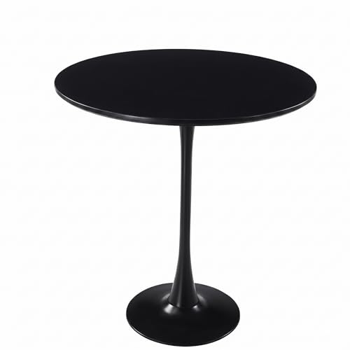 LeisureMod Bristol Collection 31-Inch MDF Round Bar Height Table, Black | Modern, Top, Pub, Pedestal Base, Bistro Cocktail Table, Kitchen, Dining Room, Cafe, Restaurant, Home Bar - color: Black, size: 31" Wide