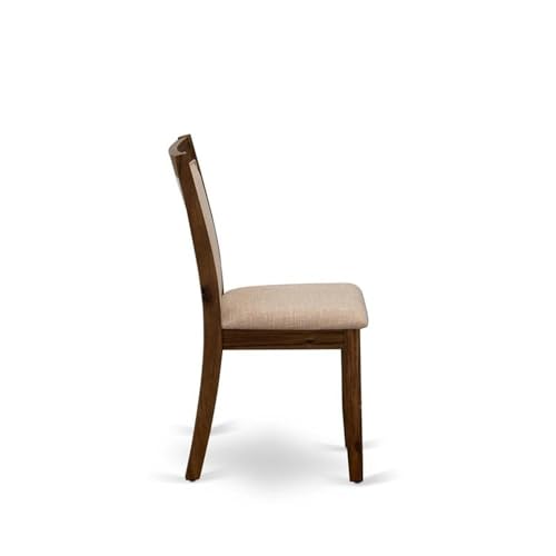 East West Furniture MZCNT04 Monza Modern Parson Dining Chairs - Light Tan Linen Fabric Upholstered Chairs, Set of 2, Antique Walnut - color: Mzcnt04