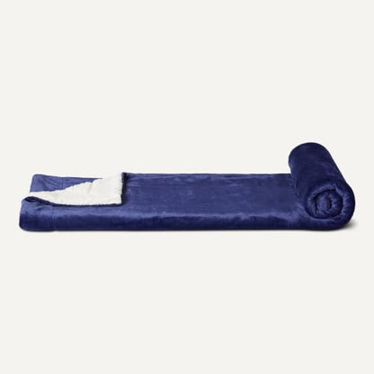 Amazon Basics Reversible Sherpa Throw Blanket, Warm for Bed and Couch, 50"x60", Navy - color: Navy, size: Throw (50"x60")
