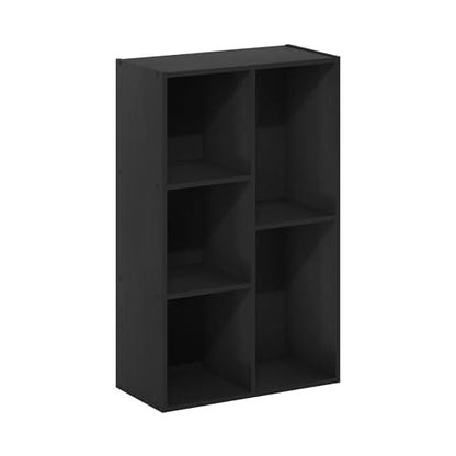 Furinno LUDER Book Shelf, 5-Cube Bookshelf, Reversible Bookcase, 9.4 x 19.5 x 31.5, Easy Assembly, for Living Room, Bedroom, Home Office, Blackwood - color: Blackwood, size: 5-Cube