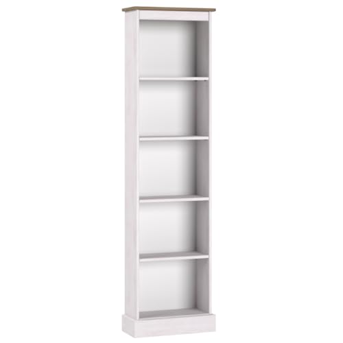 Wood Bookcase Tall Narrow Corona Snow - color: White