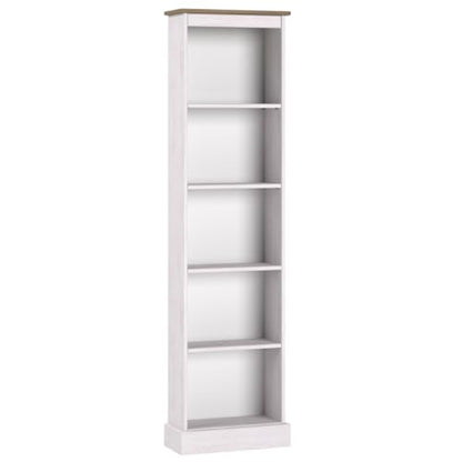 Wood Bookcase Tall Narrow Corona Snow - color: White