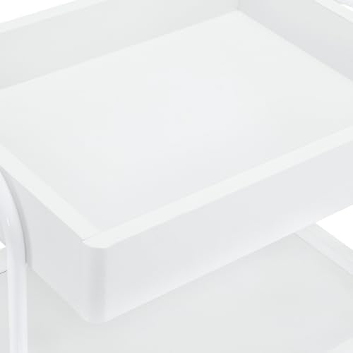 BarberPub 3-Tier Salon Trolley Cart with Drawer, Metal Frame White 2086 - color: White