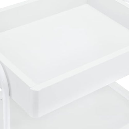 BarberPub 3-Tier Salon Trolley Cart with Drawer, Metal Frame White 2086 - color: White