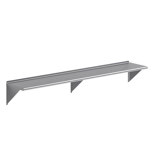 AmGood 18 in. x 96 in. Stainless Steel Wall Shelf | NSF | Metal Shelving | Garage, Laundry, Storage, Utility Room | Restaurant, Commercial Kitchen - size: 18 in. x 96 in.
