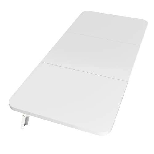 Neoaider Wall Mounted Folding Desk 35.4” x 15.7”, White | Drop Down Table with Metal Collapsible Brackets, Folding Wall Table for Small Spaces, Home, Office, Kitchen, Laundry Room - color: White, size: 35.4" x 15.7"
