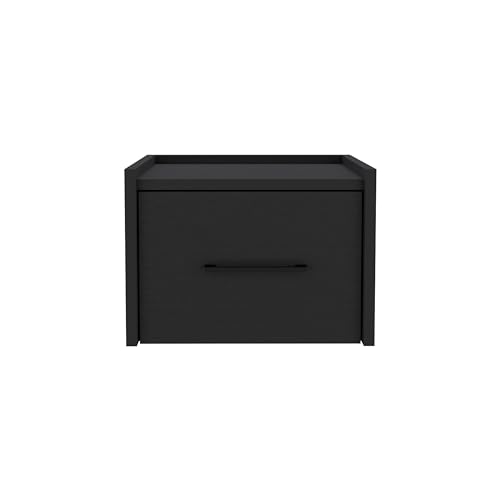 Tuhome Boa Floating Nightstand, Wall-Mounted Bedside Table with 1 Drawer, 13.8" W x 9.8" H Engineered Wood Small Night Stand for Bedroom, White - color: Black