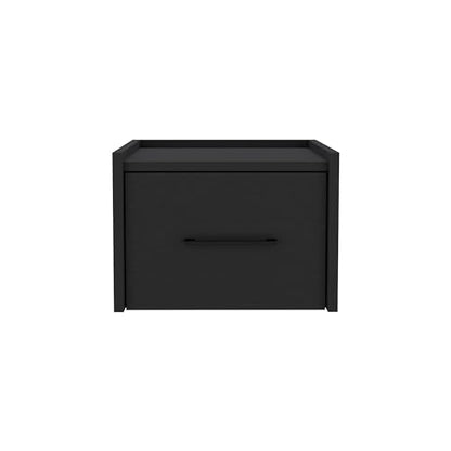 Tuhome Boa Floating Nightstand, Wall-Mounted Bedside Table with 1 Drawer, 13.8" W x 9.8" H Engineered Wood Small Night Stand for Bedroom, White - color: Black