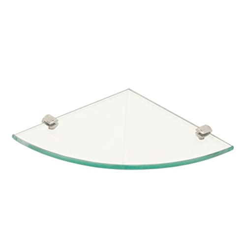 Bathroom Corner Shelf Wall Mount Glass Triangle Rack 7.8 Inch Floating Storage Holder for Shower and Bathroom Organization
