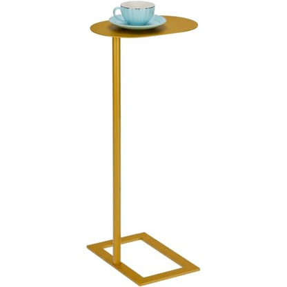 Modern Stable C Table End Table, 27.5" Tall, Large, Gold | C Shaped Side Table that Slides Under Sofa, Slim Under Couch Table, Industrial Coffee Tray Table for Living Room Bedroom - color: Gold, size: Large