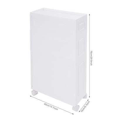 3 Tiers Slim Bathroom Storage Cabinet, 15.7" L X 6.3" W X 29.9" H Slim Rolling Cart, 66.14 Lbs Load-Bearing Capacity Narrow Storage Cabinet for Living Room, Kitchen, Bathroom, Office - size: 15.7" L X 6.3" W X 29.9" H