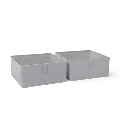 RiverRidge 아동용 2피스 접이식 보관함 세트 - 손잡이가 달린 26.7cm(10.5인치) 통 정리함 - 장난감, 게임, 신발을 위한 그레이 옷장 정리함 및 보관함 - 놀이방, 아기방을 위한 접이식 큐브 보관 정리함 통 | Fabric Bins, Set of 2 Storage Cubes, Pull-tab Handles, Playroom Closet Organizer, Collapsible Cubby with Bottom Board Insert -