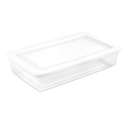 Sterilite 41 Qt Underbed Storage Box, Stackable Bin with Lid, Plastic Container to Organize Bedroom, Clear Base and White Lid, (Pack of 6) - size: 41 Quart, style: 6 Pack
