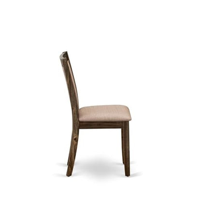 East West Furniture MZC7T16 Monza Parson Dining Chairs - Dark Khaki Linen Fabric Padded Chairs, Set of 2, Distressed Jacobean - color: Mzc7t16
