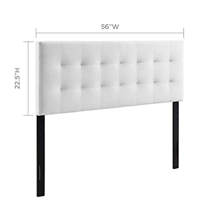 Modway Lily Biscuit Tufted Full Performance Velvet Headboard, White