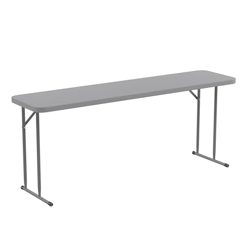 EMMA + OLIVER 6-Foot White Plastic Folding Table | Lightweight, Easy Storage, Event and Banquet Table - color: Grey