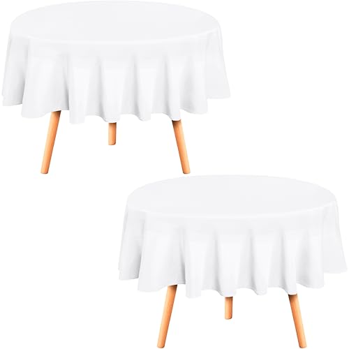 Utopia Kitchen Round Table Cloth 2 Pack [90 Inches, White] | Tablecloth Machine Washable, Polyester Table Cover for Dining, Buffet Parties, Picnics, Events, Weddings and Restaurants - color: White, size: 2 Pack 90 Inch Tablecloth