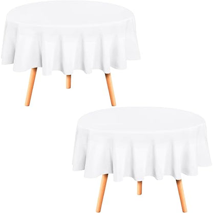 Utopia Kitchen Round Table Cloth 2 Pack [90 Inches, White] | Tablecloth Machine Washable, Polyester Table Cover for Dining, Buffet Parties, Picnics, Events, Weddings and Restaurants - color: White, size: 2 Pack 90 Inch Tablecloth